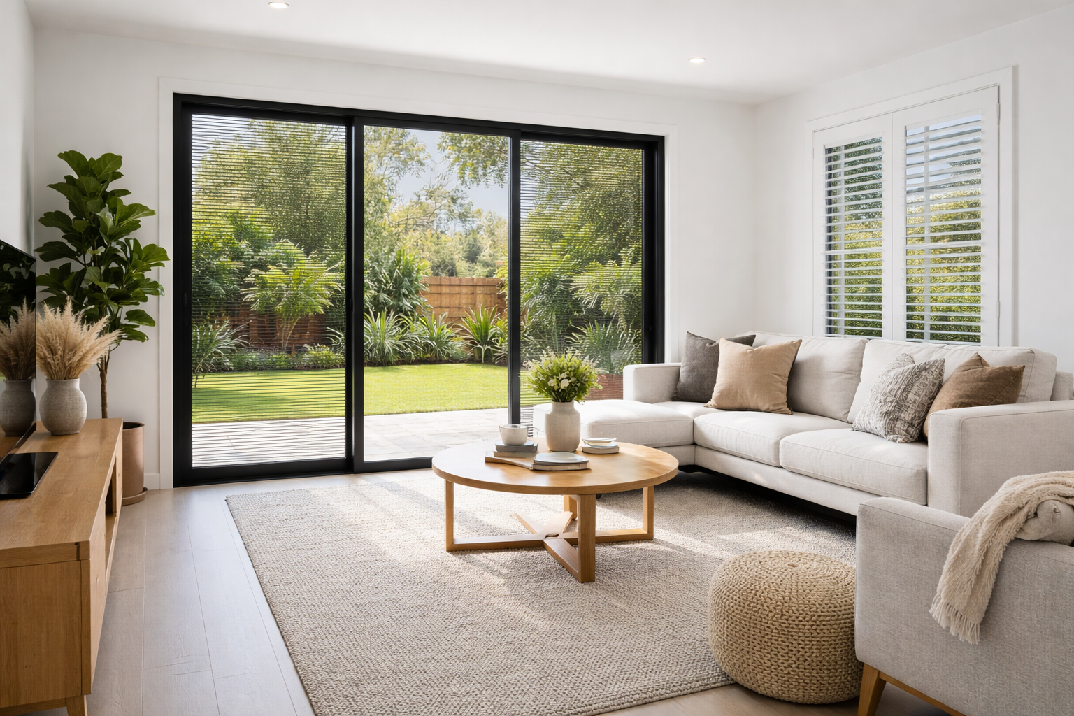 Interior View Through Crimsafe Screen Showing Clear Visibility And Natural Light.