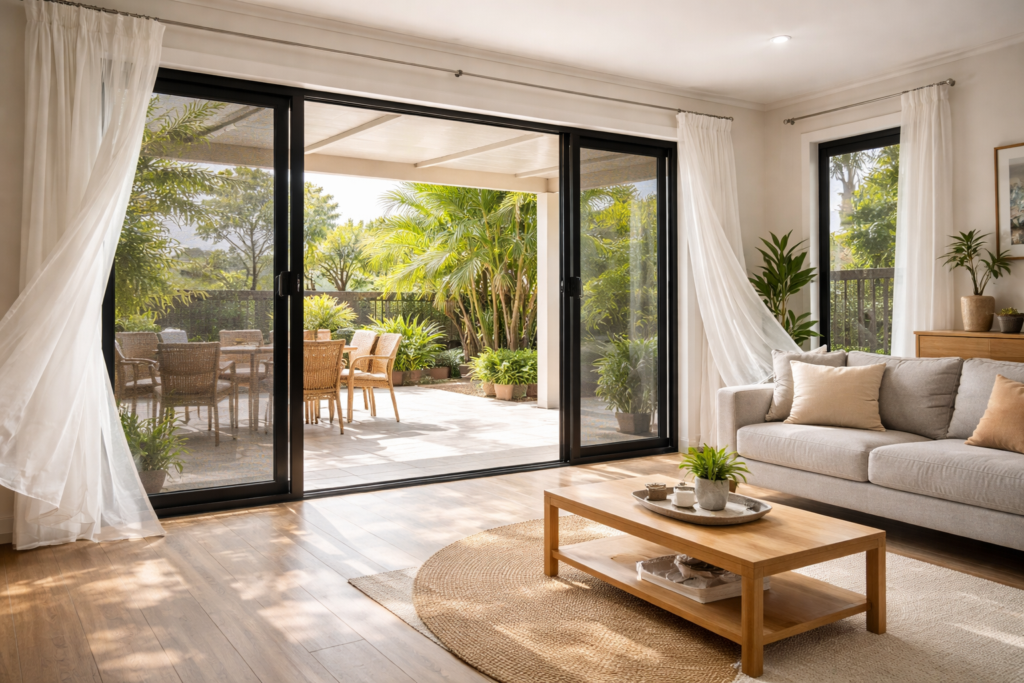 Why Crimsafe Is A Smart Choice For Homes With Kids And Pets 7 Open Windows With Security Screens Allowing Fresh Air And Sunlight Into A Modern Home.