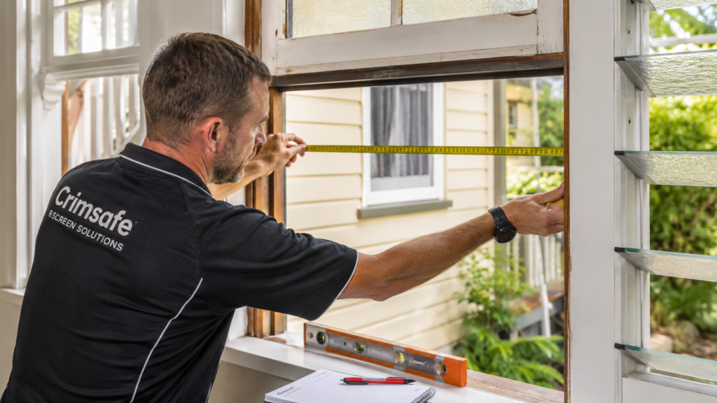 Can Crimsafe Be Installed On Older Homes Or Unusual Windows 7 Installer Measuring A Non-Standard Window Opening For A Custom Security Screen.
