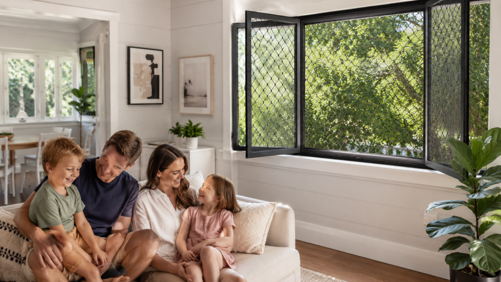 Can Crimsafe Be Installed On Older Homes Or Unusual Windows 8 Family Enjoying Fresh Airflow Through Secure Crimsafe-Protected Windows.