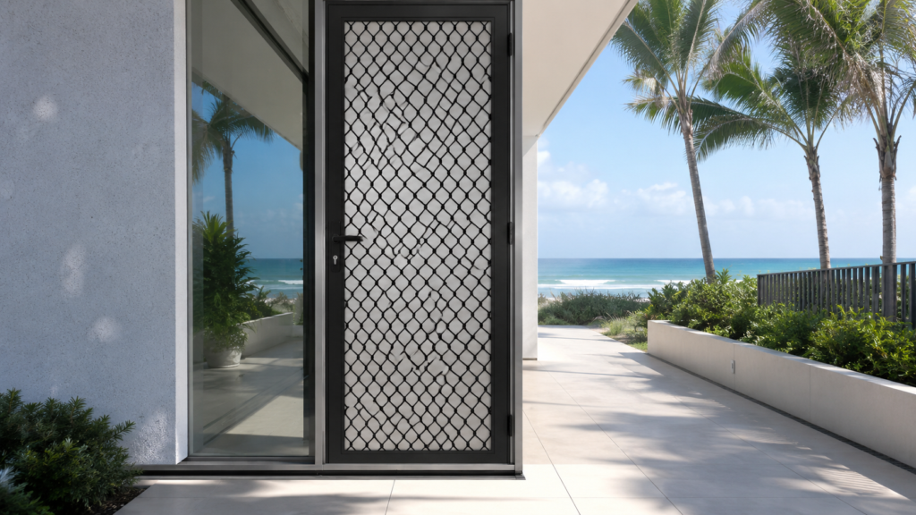 Crimsafe Gold Coast 6 Security Screen Installed On A Coastal Gold Coast Home Exposed To Salt Air And Sea Spray.