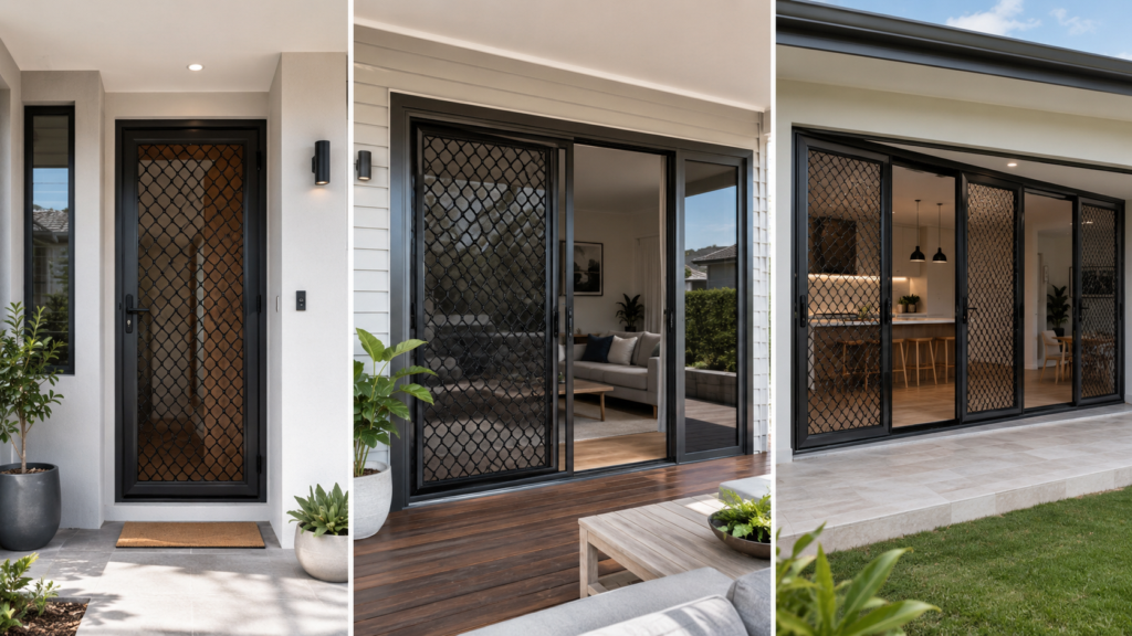 Security Doors Gold Coast 6 Comparison Of Hinged, Sliding And Stacking Security Doors On Modern Australian Homes.
