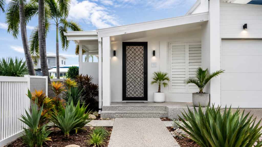 Crimsafe Doors Gold Coast 5 Modern Gold Coast Home With A Black Crimsafe-Style Security Screen Front Door.